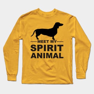 Meet my spirit animal - dachshund - black Long Sleeve T-Shirt